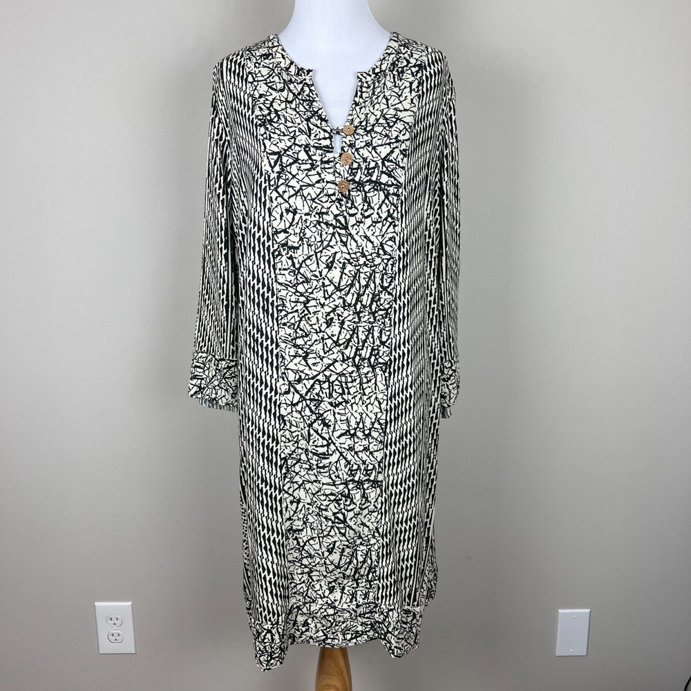 Soft Surroundings Raven Shift Dress Womens Large Black Boho Beachy Career Travel